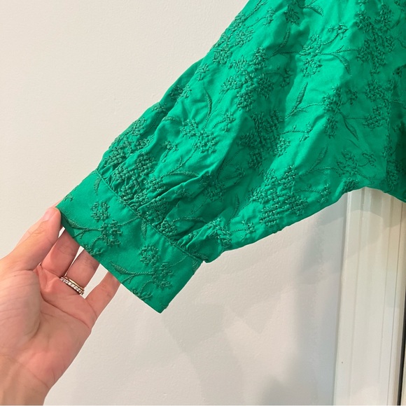 ZARA embroidered green top size medium - Picture 4 of 8
